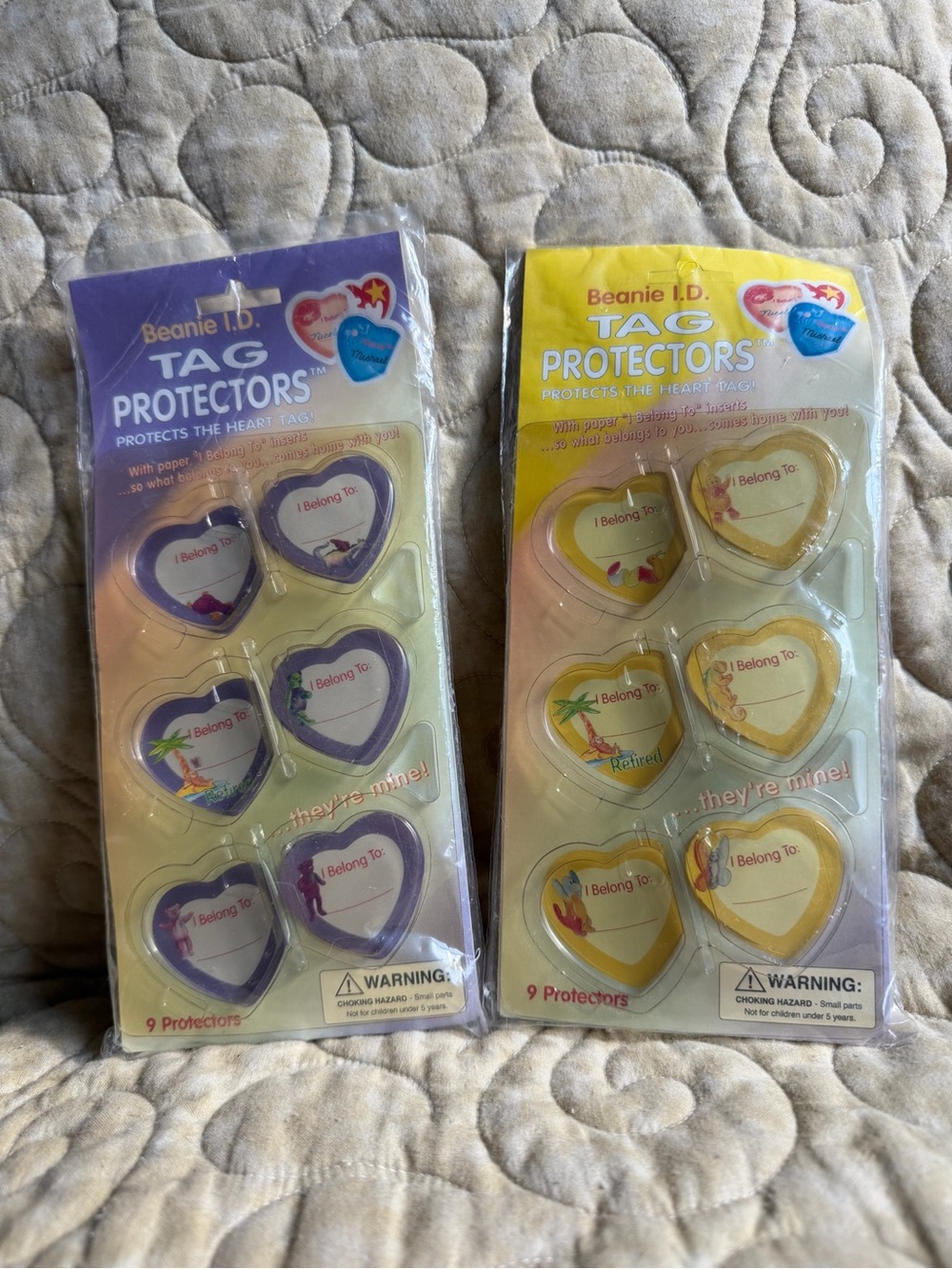 Vintage Collectors Beanie Babies Heart Tag Protectors